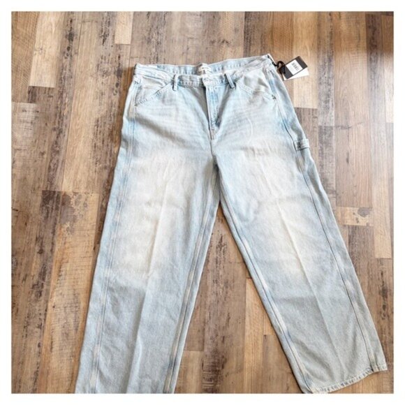 RE/DONE High-Rise Wide Leg Painter Jeans Faded Artisan Wash - Size 32 - Picture 2 of 9